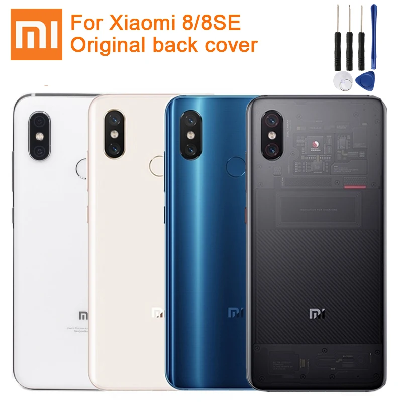 

Xiao Mi Original Battery Glass Back Cover Door For Xiaomi 8 MI8 8SE Rear Housing Protective Back Cover Cases Phone Case