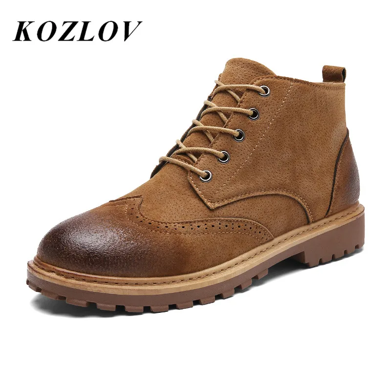 KOZLOV/зимние мужские теплые ботинки на меху Мужская итальянская модная мужская
