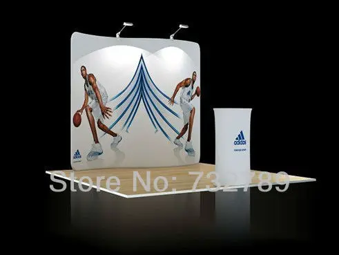 10 футов фон прямой формы торговой выставки стенд Натяжной тканевый баннер с 2