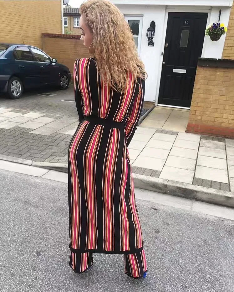 Для женщин пикантные модные Полосатый 2 шт. повязки комплект в полоску с длинными