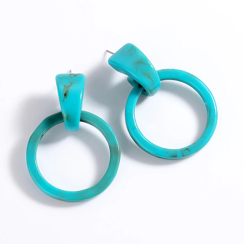 Round Resin Drop Earrings Green Beige Fashion Korean Simple Forwomen Temperament Gift Personality Acrylic Ear | Украшения и