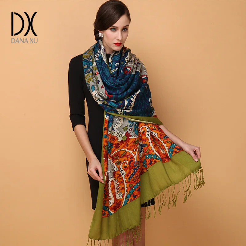 Женский кашемировый шарф теплый толстый шерстяной шарф-накидка из пашмины