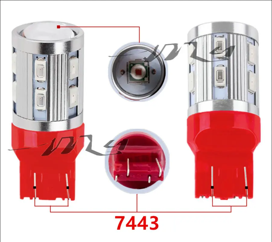 2 шт. 7443 7440 Автомобильные светодиодные лампы 12 SMD 5730 W21/5 Вт 5 Высокая мощность XPE