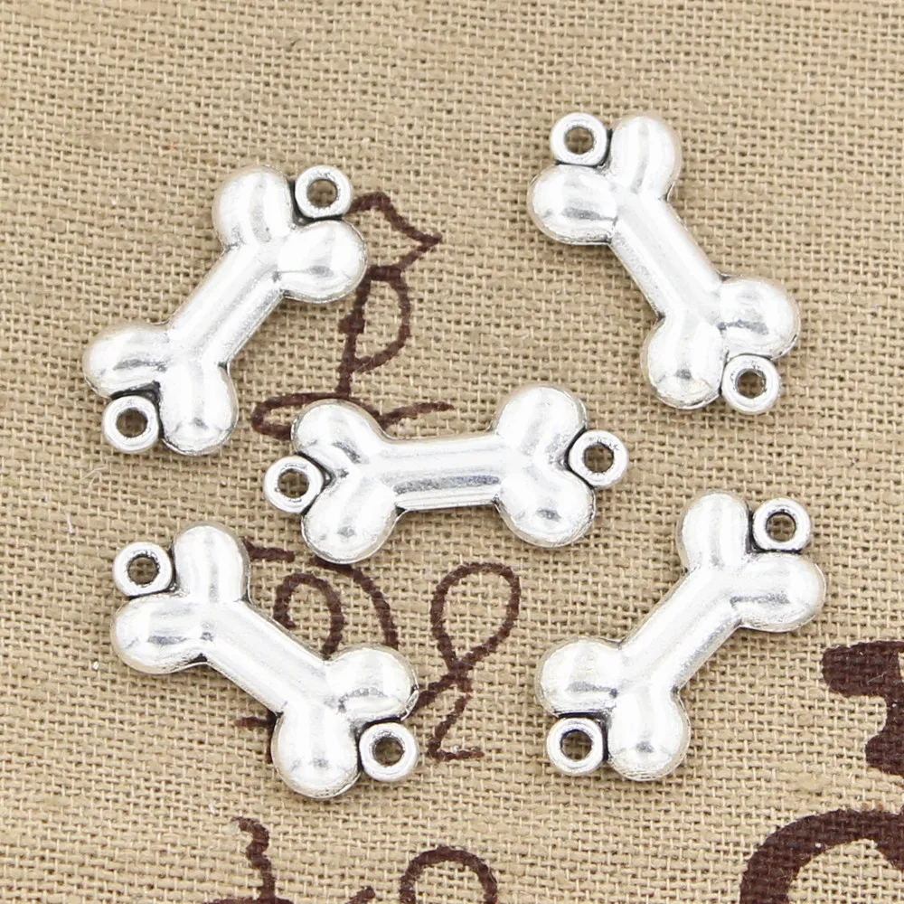 

20pcs Charms Dog Bone Connector 22x10mm Handmade Craft Pendant Making fit,Vintage Tibetan Bronze Silver color,DIY For Necklace