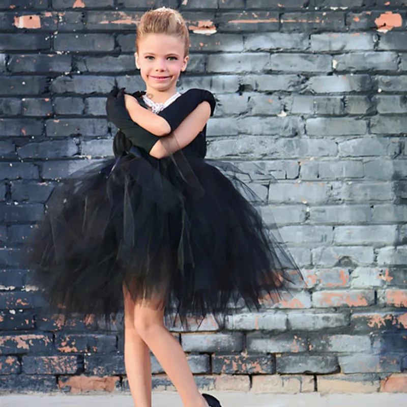 Fashion Trendy Girls Princess Tutu Dress Tulle Blue Black Girl Ball Gown Sleeveless Kids Evening Birthday Party Dresses | Детская одежда