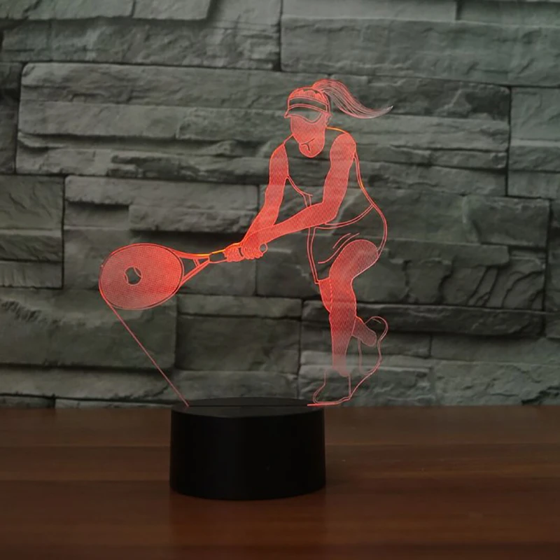 Светодиодный ночник для тенниса женщин светодиодный декор спальни 3D настольная