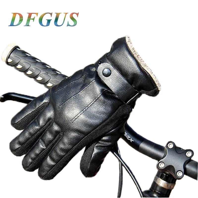 

2017 Men's Leather Gloves Thicker Warm Winter Gloves Military Women Motorcycle Driving Mittens Male Guantes Winter Gloves