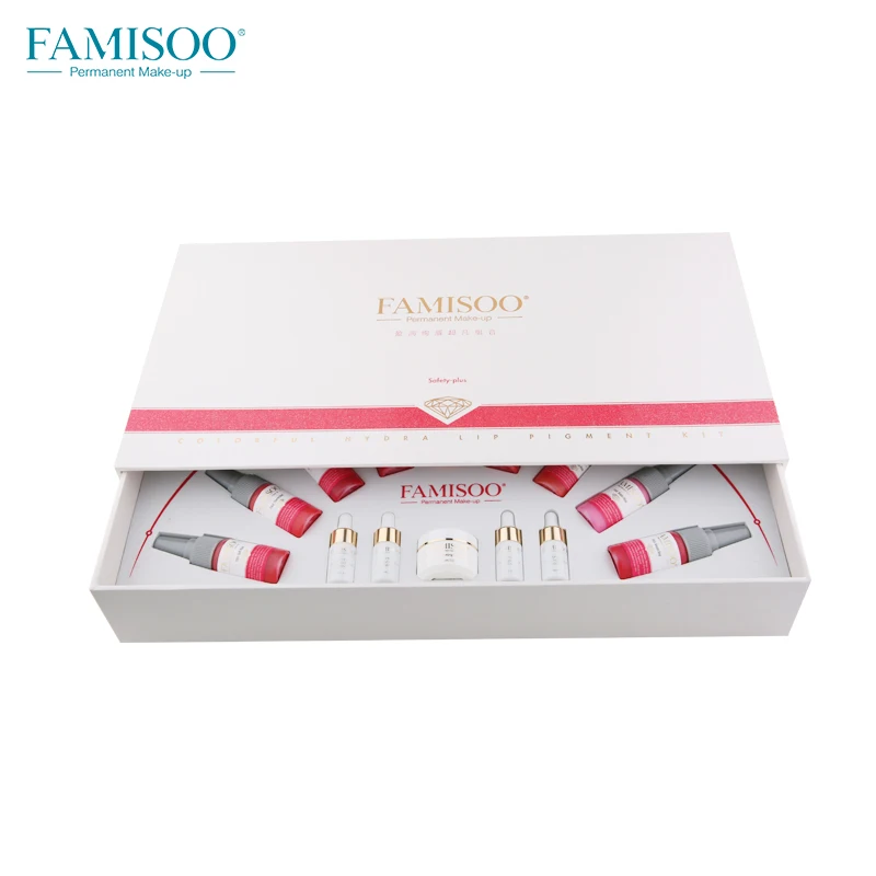 FAMISOO 14 шт./компл. Перманентный макияж татуировки пигмент губ 3D Micropigmrntation pigmento