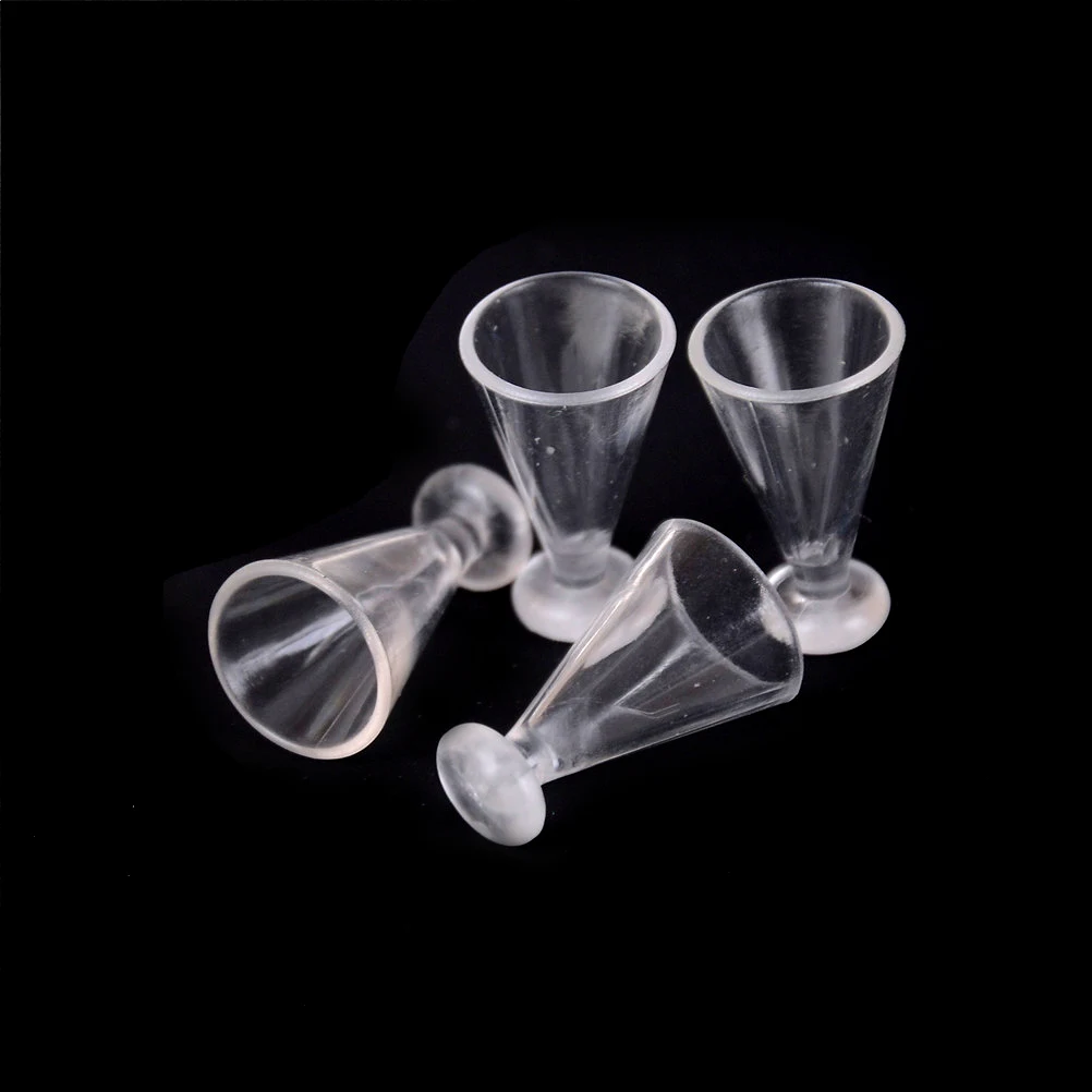 

4Pcs Plastic Mini Wine Beer Cup Home Decoration Glass Model DIY Parts 1:12 Scale Transparent Dollhouse Craft Miniature