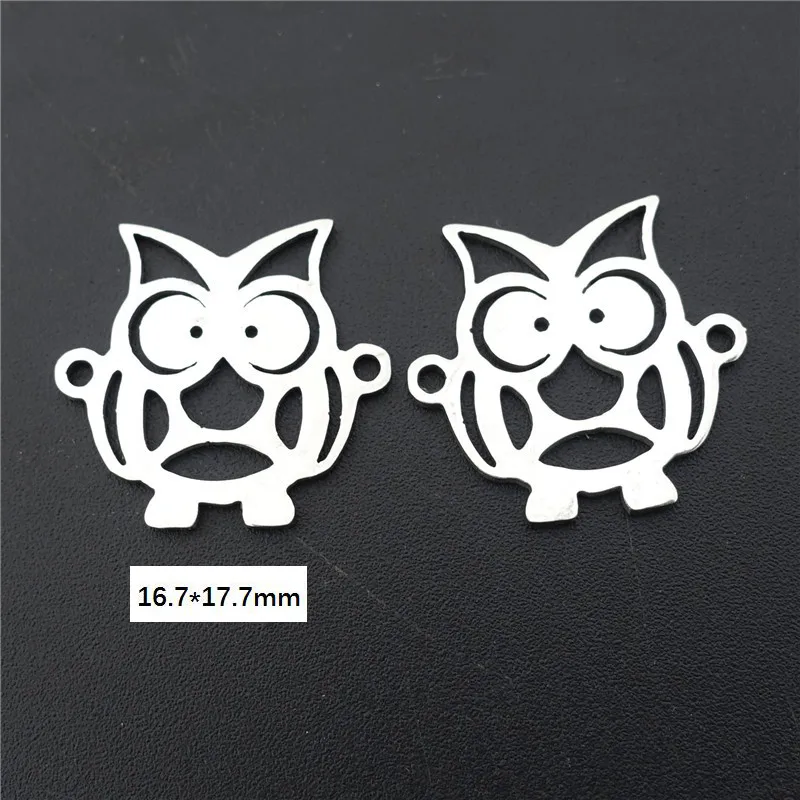 fat owl Соединители из нержавеющей стали животные лошадь Бэтмен кошка Фламинго Дельфин Ящерица Собака Лебедь Подвески Diy Изготовление, поиск ювелирных изделий 5 шт./лот - Цвет: fat owl