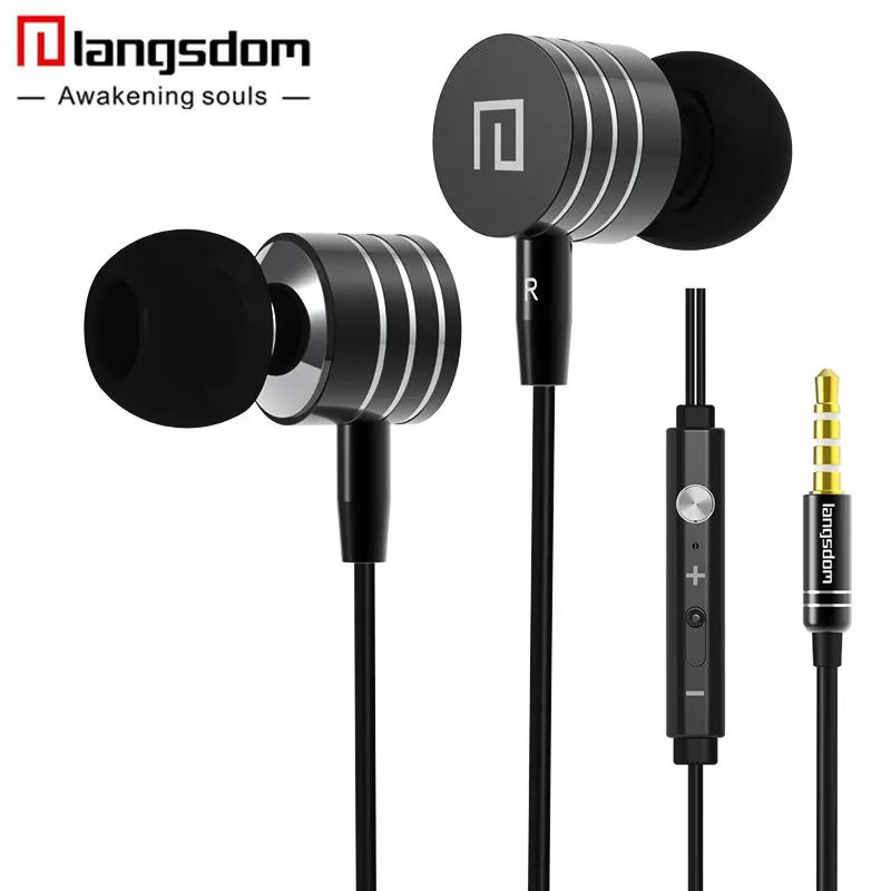 Langsdom номер i7 a металлический регулятор громкости Наушники Super Bass In Ear с микрофоном