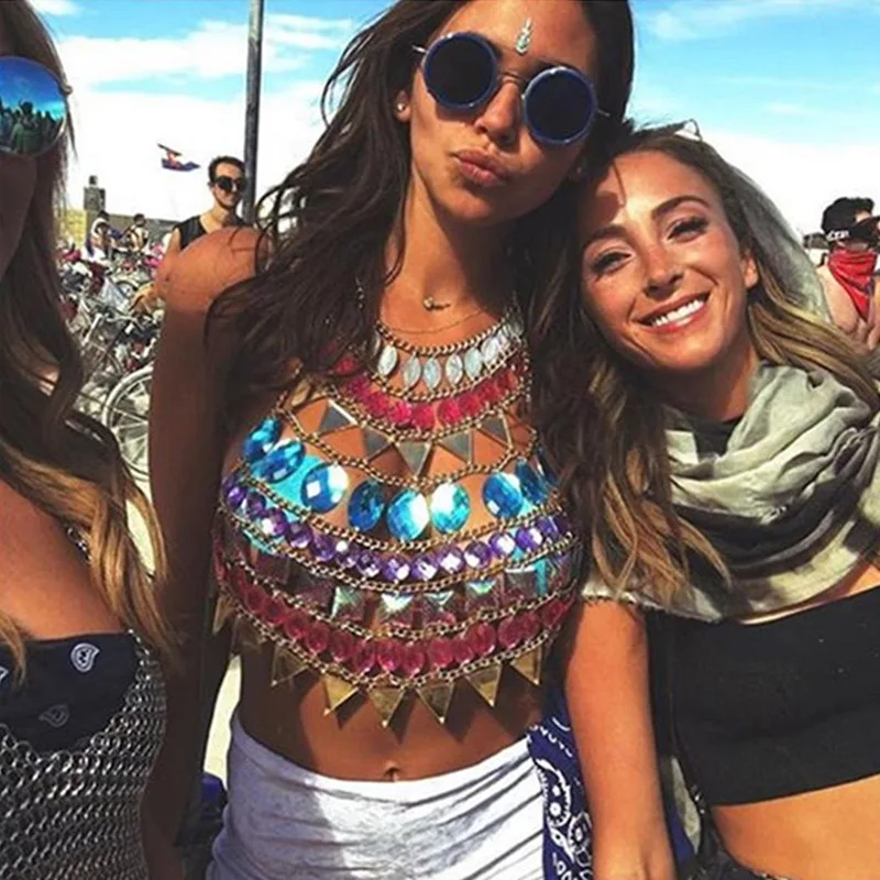 Женское Ожерелье с бюстгальтером Стразы летнее пляжное эффектное