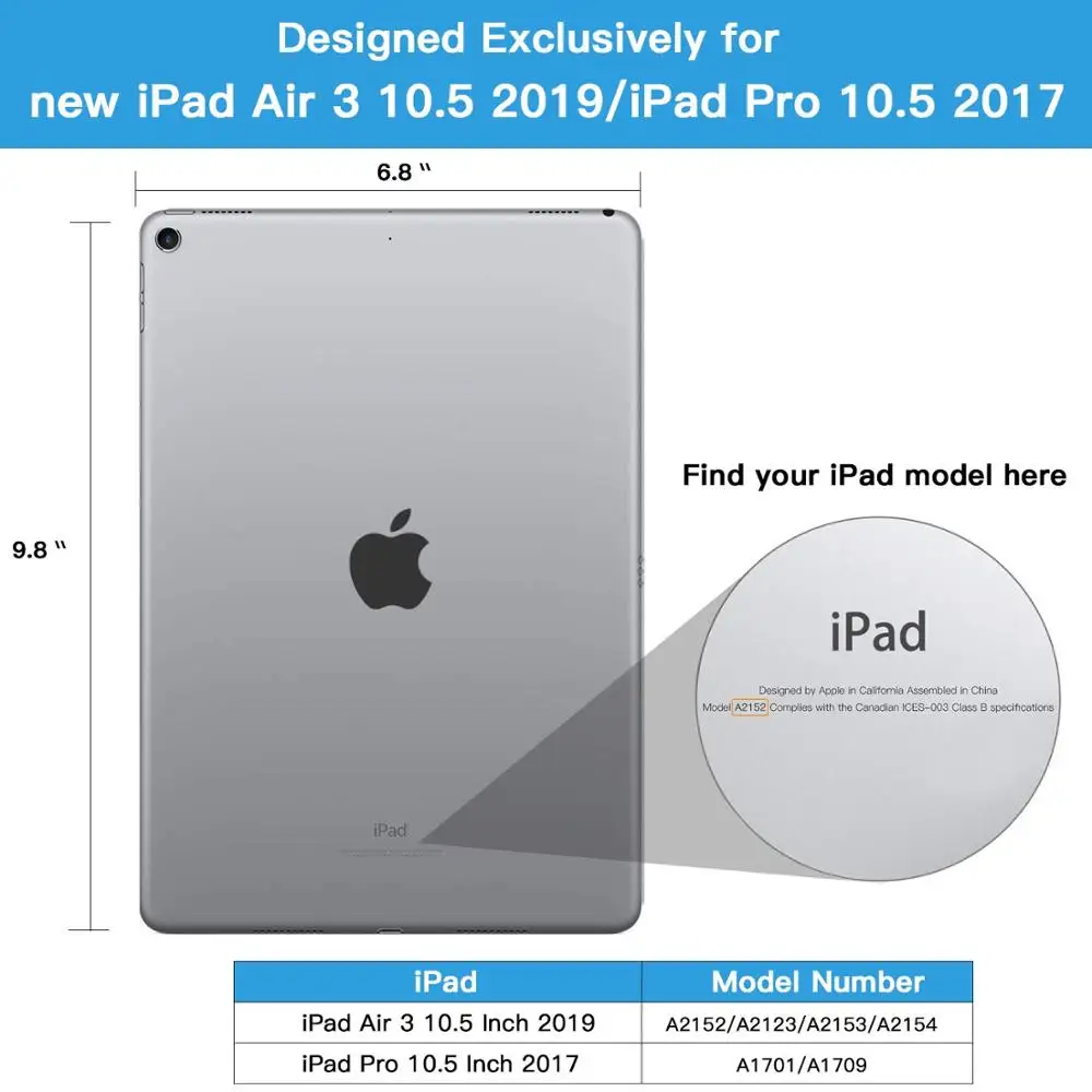 Чехол для iPad Air 2019 (10 5 дюйма 3-го поколения)/iPad Pro 10 защита экрана от пузырей Ultra