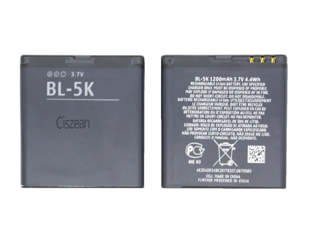 Ciszean 1x3 7 V 1200 мА/ч BL 5K запасная часть телефона Батарея для Nokia N85 N86 N87 8MP 701 X7 00 C7 00S Oro