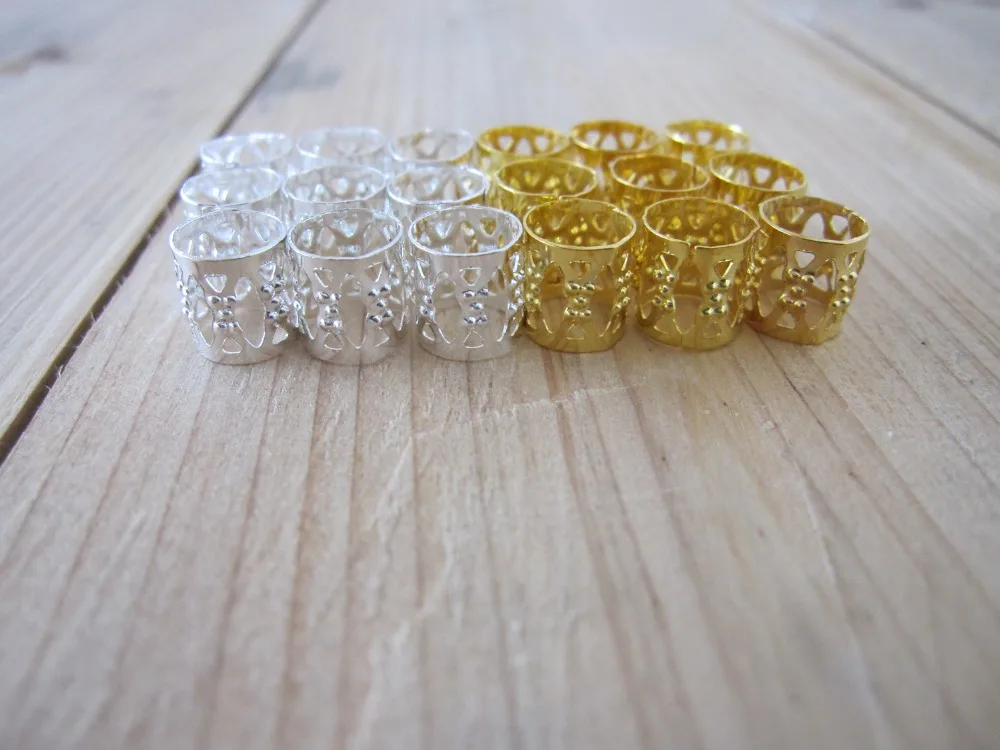 100 золотых и серебряных смешанных дредлоков Регулируемая заколка для волос 8