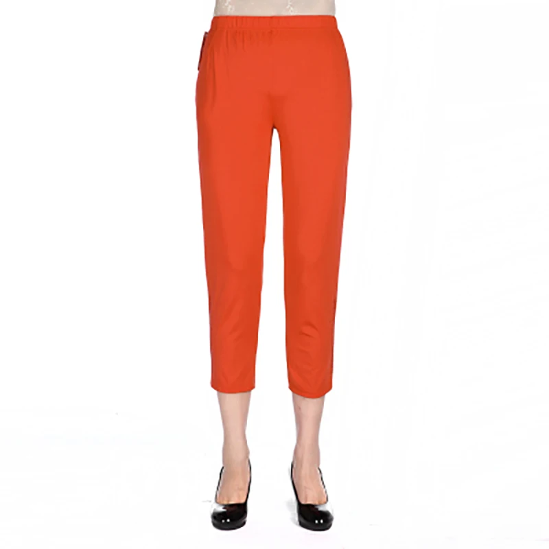 Шелковые женские штаны бриджи повседневные леггинсы для мам летние эластичные