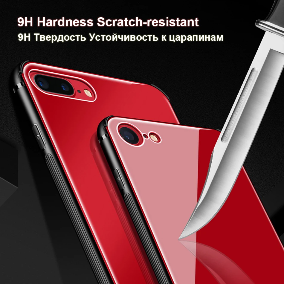Connics 7 Plus Роскошный чехол для iphone 8 плюс Мода Закаленное Стекло Телефон задняя