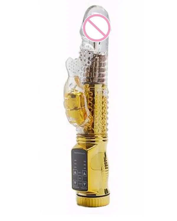 Gold Dildo 12 functions rabbit vibrator with clitoris stimulator and g-spot Rolling sex toy for women Drop shipping | Красота и