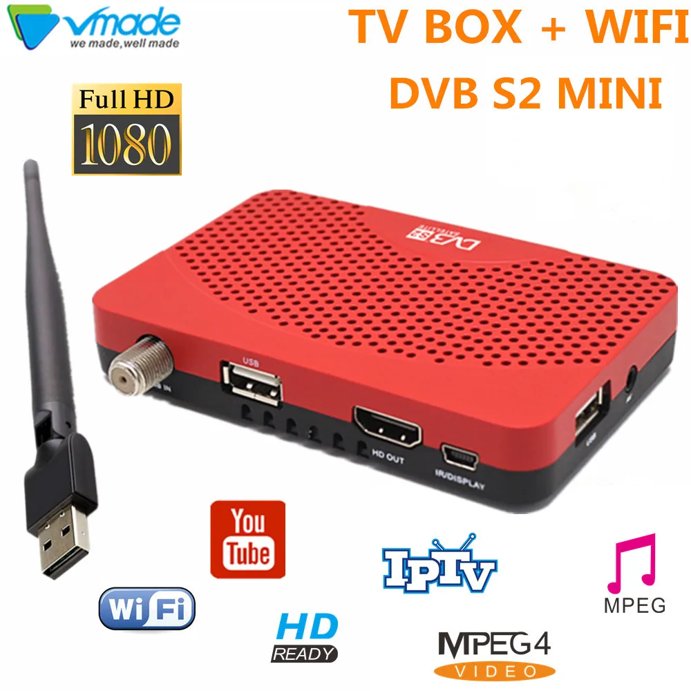 DVB S2 Мини цифровой спутниковый ТВ приемник Поддержка Youtube IP tv CCCAM тюнер с USB wifi Dongle