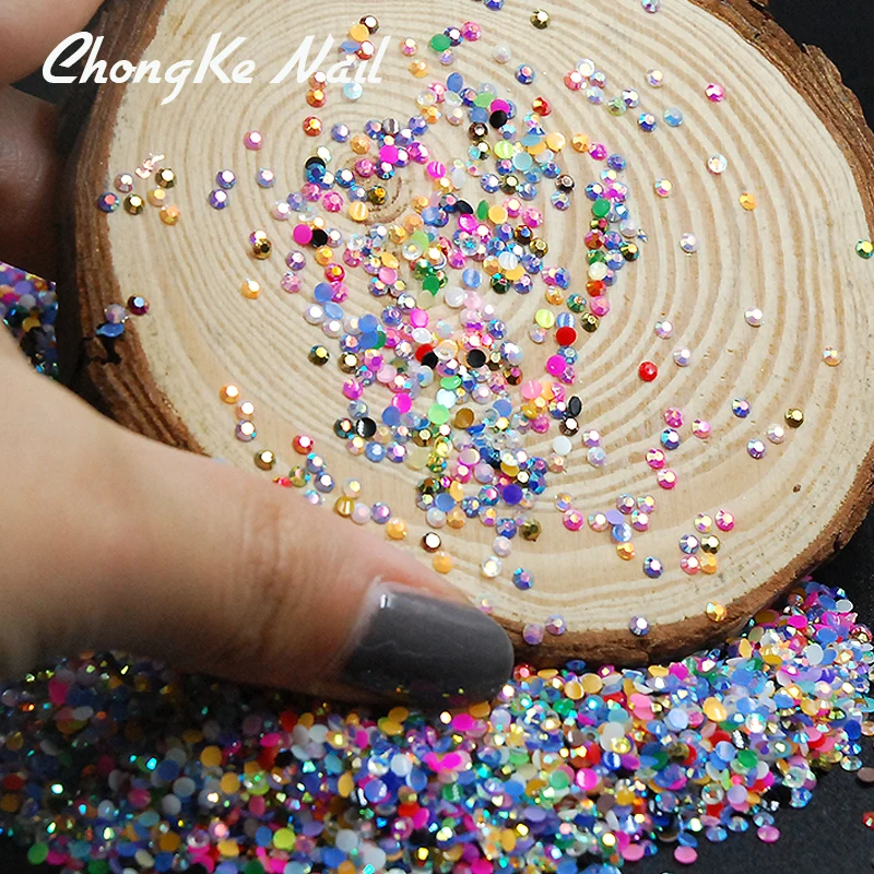 

2MM 2000pcs Mixed Color Jelly AB Color Nail Art Resin Rhinestones Non HotFix Rhinestones For Nail Art Decorations Accessories