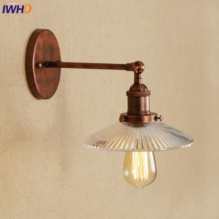 IWHD Лофт Edison светодиодный настенный светильник Железный Регулируемый Wandlamp стеклянный светильник для ванной комнаты RH светильники Домашний Светильник ing аппликация Murale светильник