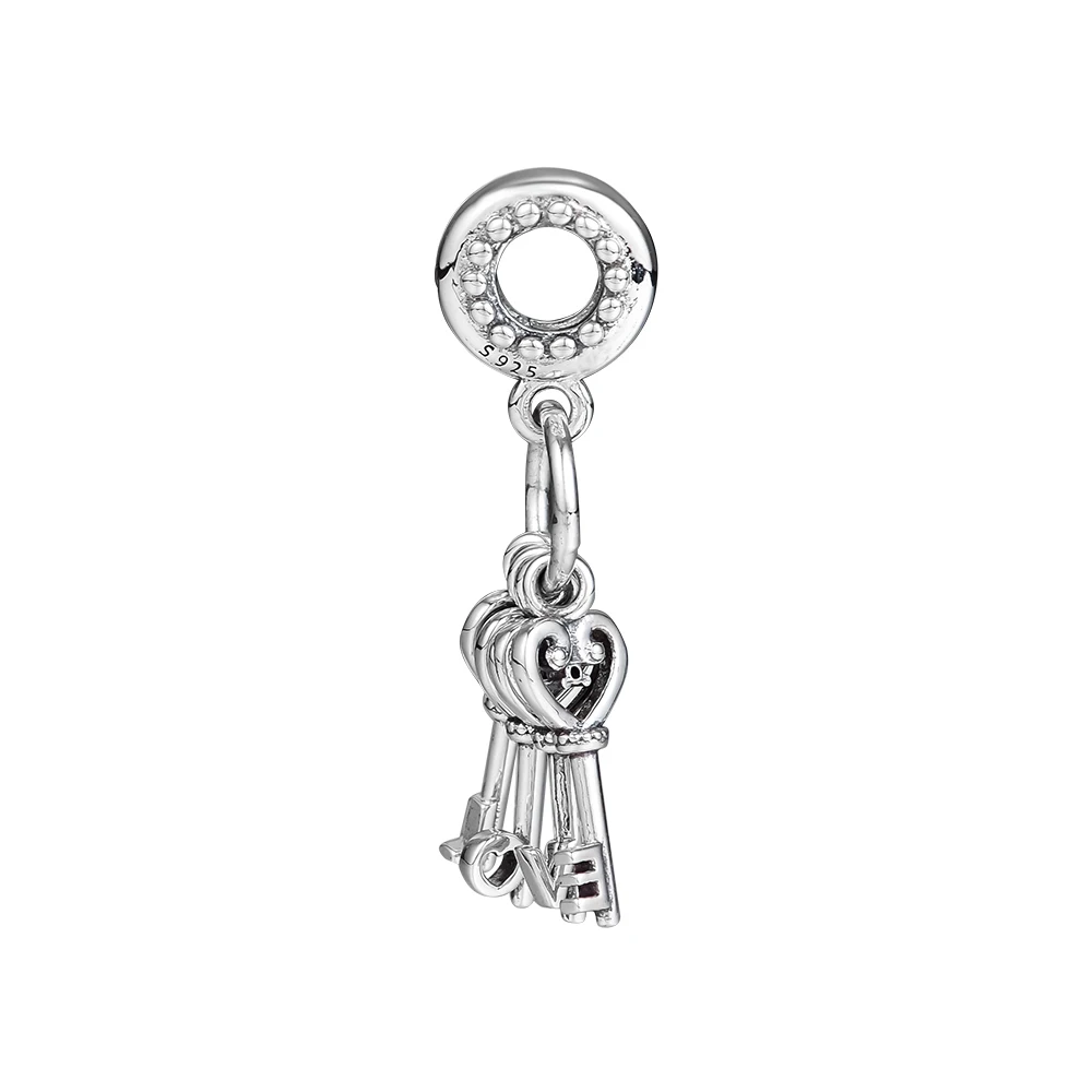 DIY подходит для браслетов Pandora Beads подвески ключи любви с разноцветным кубическим