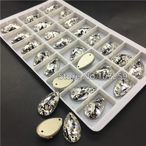 Crystal Silver Patin TopStone цвет Кристалл патина 11X18 мм K9 стекло каплевидный пришивной камень Flatback Doplet швейные стразы - Цвет: Crystal Silver Patin
