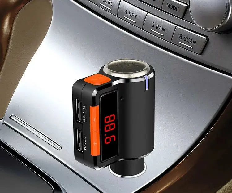 BC09 Bluetooth FM передатчик прикуривателя socke автомобиля Зарядное устройство Bluetooth автомобильный набор, свободные руки, FM передатчик для iPhone и Android Телефон iPod