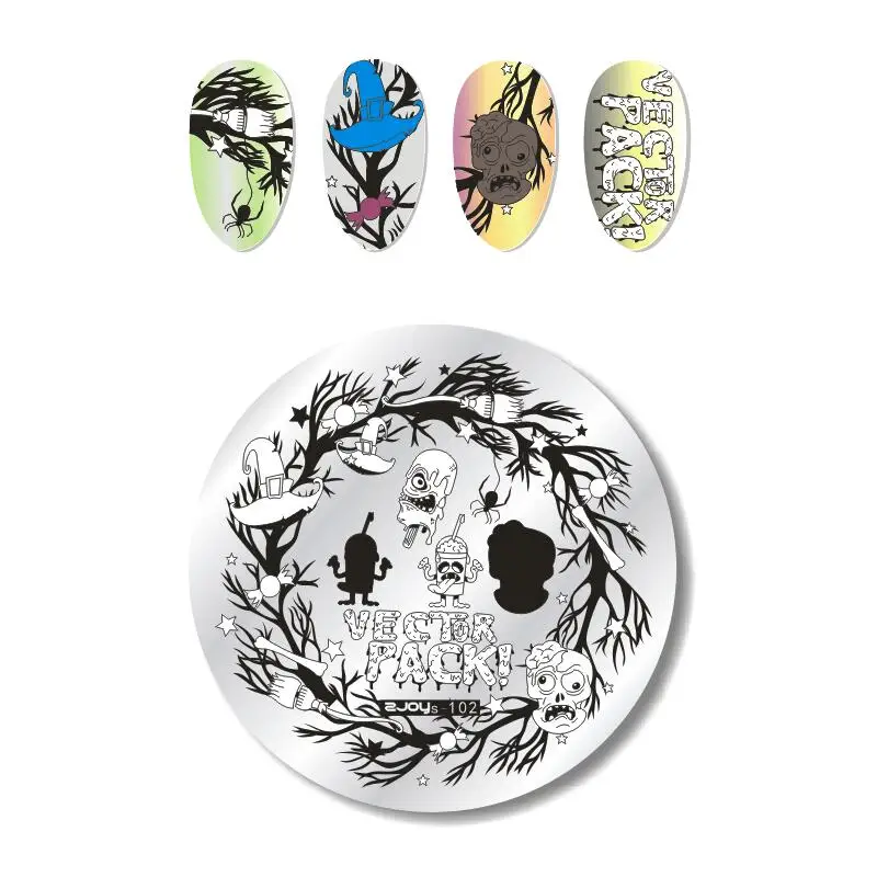 Прямоугольная форма для ногтей шаблон штамповочных плит Хэллоуина единорога