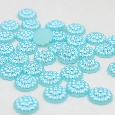 sky blue 144pcs Новинка 144 шт./лот белый AB Цветок с плоской задней поверхностью полукруглый искусственный жемчуг бисер 8 мм Камея Кабошон бусины Diy ювелирных изделий - Цвет: sky blue 144pcs