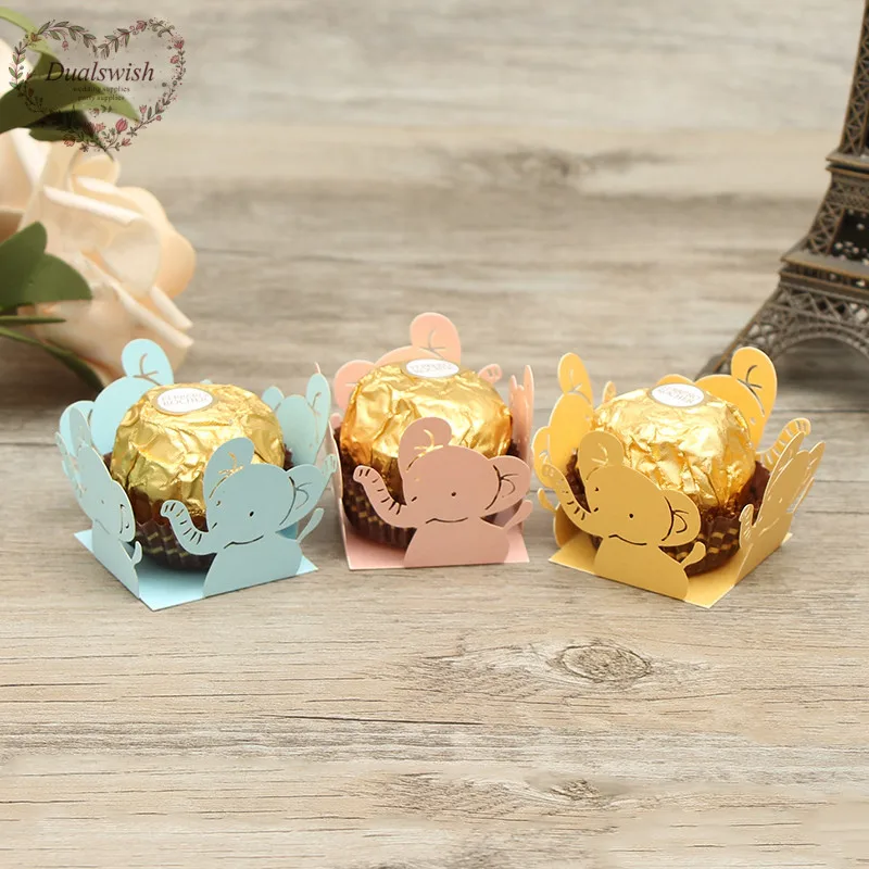 

50pcs Laser Cut Wedding Candy Bar Elephant Design Birthday Party Decorations Kids Baby Shower Party Decoration Chocolate Bar