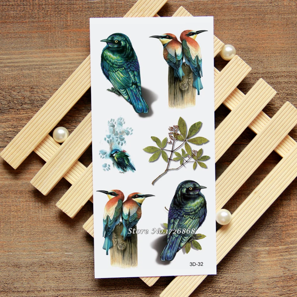 

3D Bird Fake Tattoo Decals Temporary Tattoo Body Art Flash Tattoo Stickers Waterproof For Women Men #032