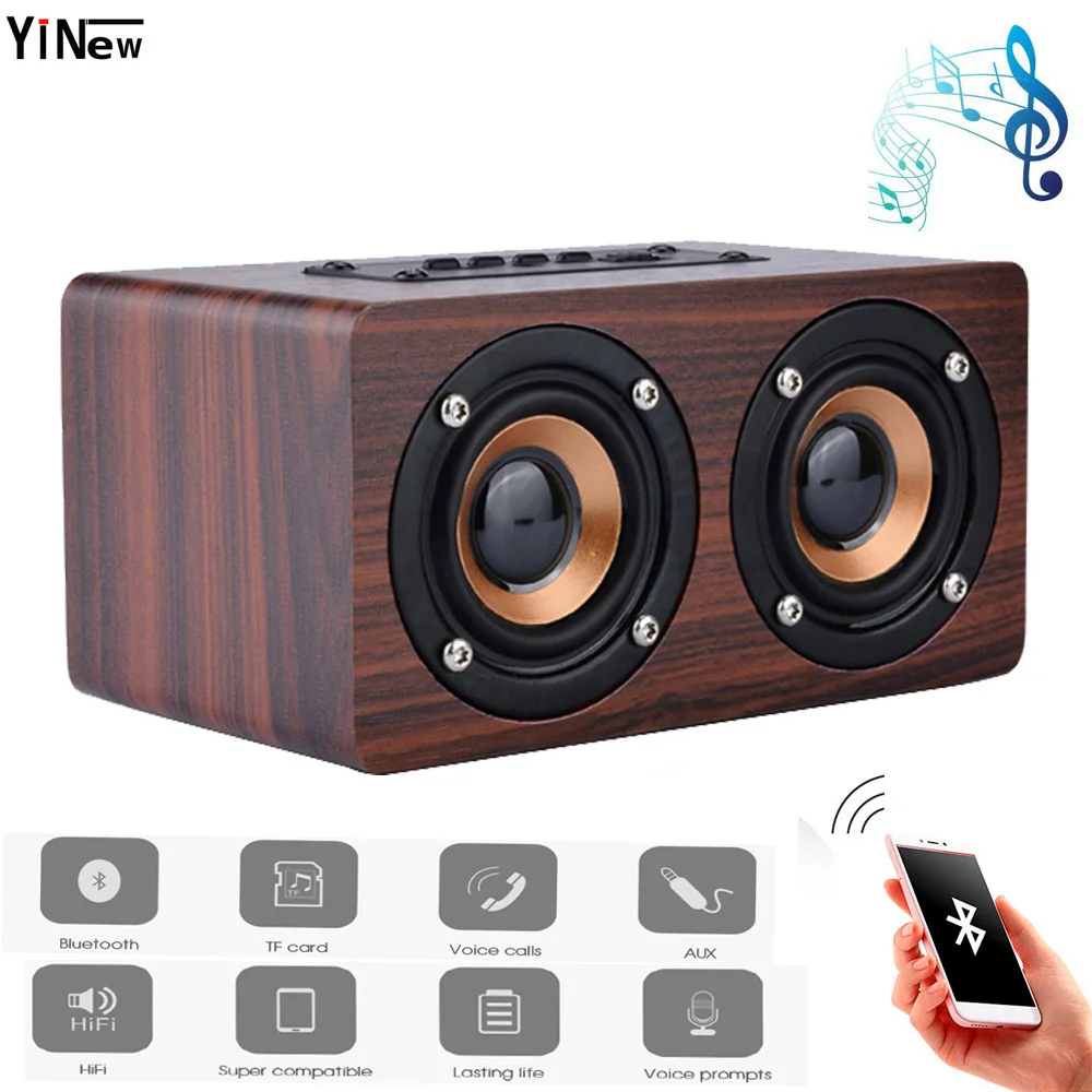 Wooden Wireless Bluetooth Speaker Portable TV Sound box bar HiFi Shock Bass subwoofer TF mp3 music Boombox PC Soundbar for Xiomi |