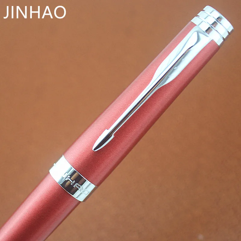Jinhao 997 красный с серебряным зажимом авторучка 0 5 мм F перьевые металлические ручки