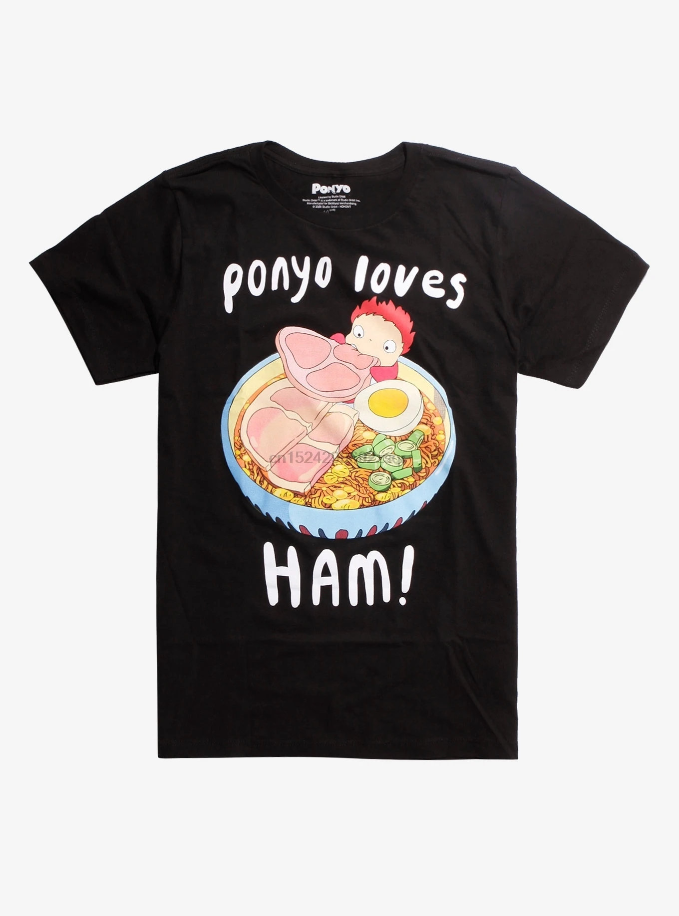 Футболка с надписью Studio Ghibli Ponyo Loves Ham|Мужские футболки| |