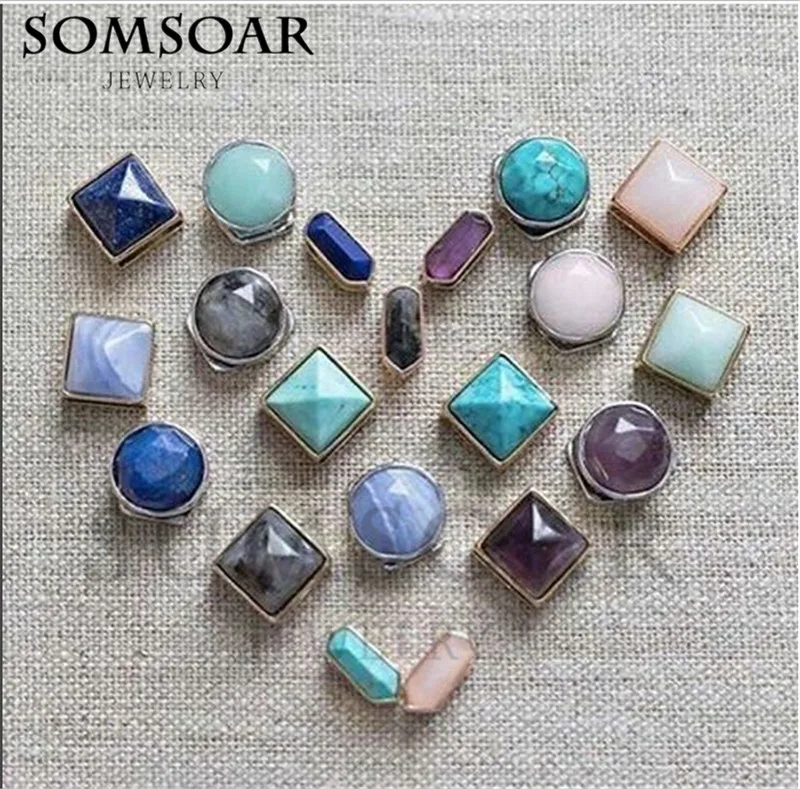 Somsoar украшения квадратные и круглые натуральные желательные камни подвески