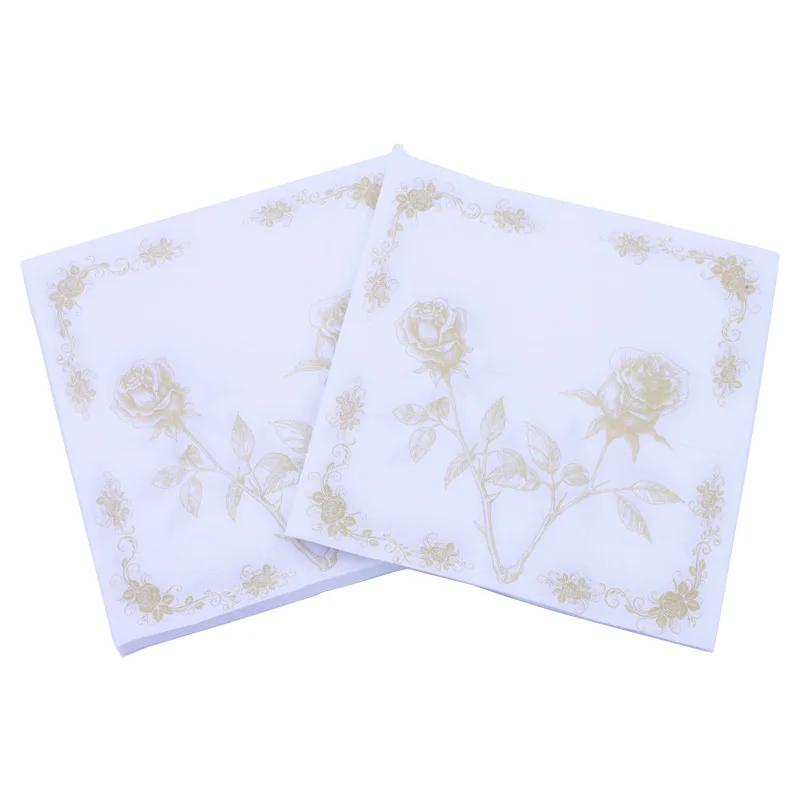 gold rose 20 шт./партия, Новые Креативные серебристые золотые бумажные салфетки с пентаграммой, милое полотенце-салфетка для дня рождения, вечерние принадлежности и украшения - Цвет: gold rose