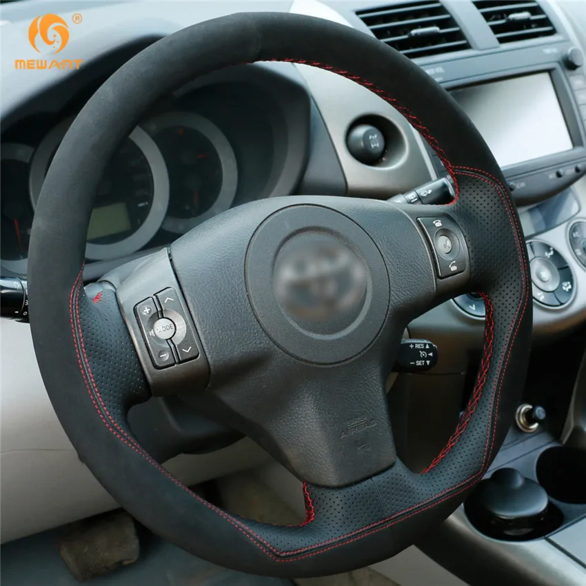 MEWANT черный кожаный черная замша рулевого колеса автомобиля крышки для Toyota Yaris, Vios RAV4 2006-2009 Scion XB 2008 аксессуары Запчасти