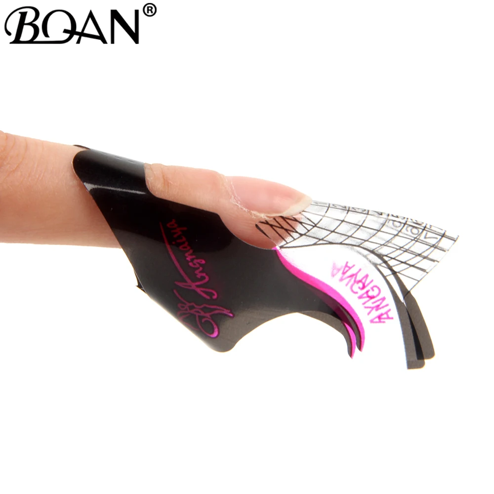 

BQAN 300Pcs/Set Nail Form Guide Gel Nail Tip Extension Polish Styling Tools Curl Forms for Nails Care DIY Guide Tool