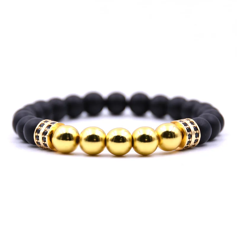 HONEYYIYI Men Jewelry Micro Pave CZ pillar charm Bracelets 8mm Natural stone Hematite Bracelet For Women pulseiras | Украшения и