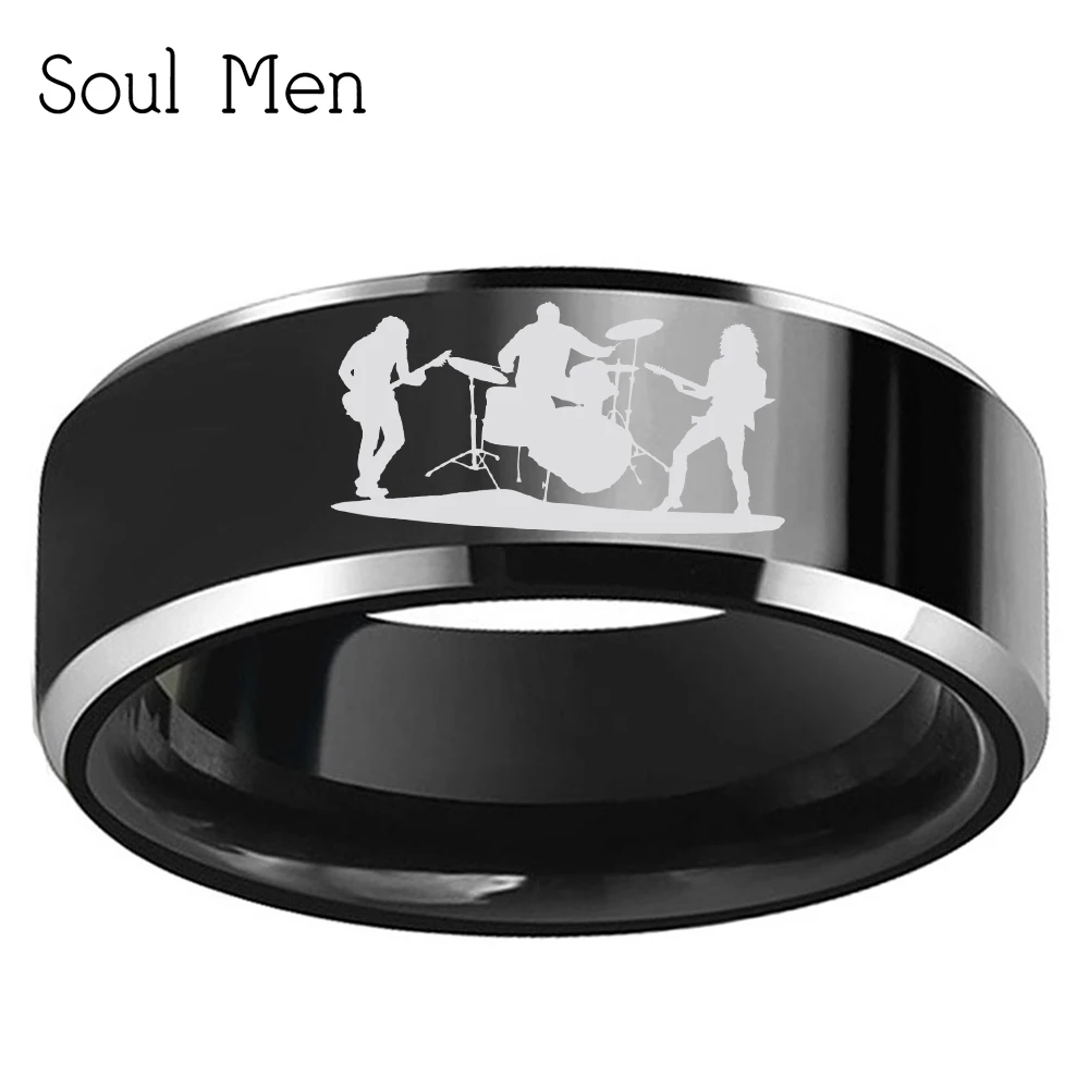 

8mm Black Tungsten Wedding Ring for Men Women with Music Band Frendship Rings