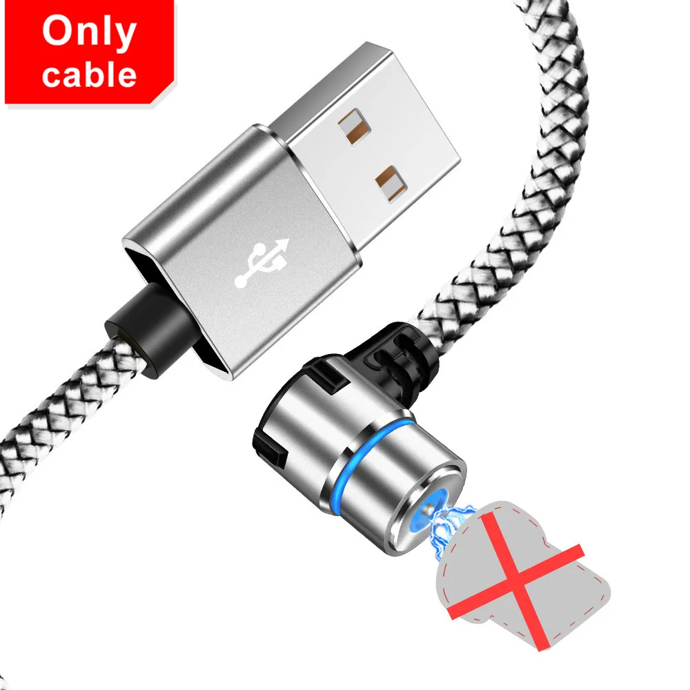 Магнитный кабель OLAF на 90 градусов Micro USB Type-C для Iphone 7, 8 Plus, X, XS, Max, для Xiaomi Redmi note, 7, Mi, 8, для Samsung S8, S9 Plus - Цвет: Only cable no Plug