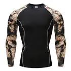Мужская футболка с 3d-эффектом татуировки для бодибилдинга, быстросохнущая Спортивная рубашка с 3D-эффектом, компрессионная рубашка для ММА, длинная футболка с Суперменом, 2019