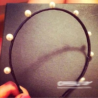 8 sleek white simulated pearl binded narrow band black hairband elegant headwear women fashion hair accessories