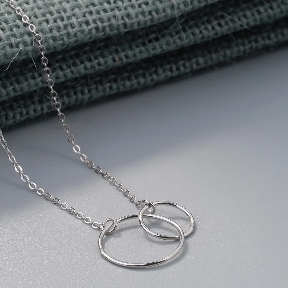 Cxwind Charm Double Circle Necklace Initial Eternity Hoop Infinity Pendants Necklaces Women Statement Jewelry bijoux femme | Украшения и