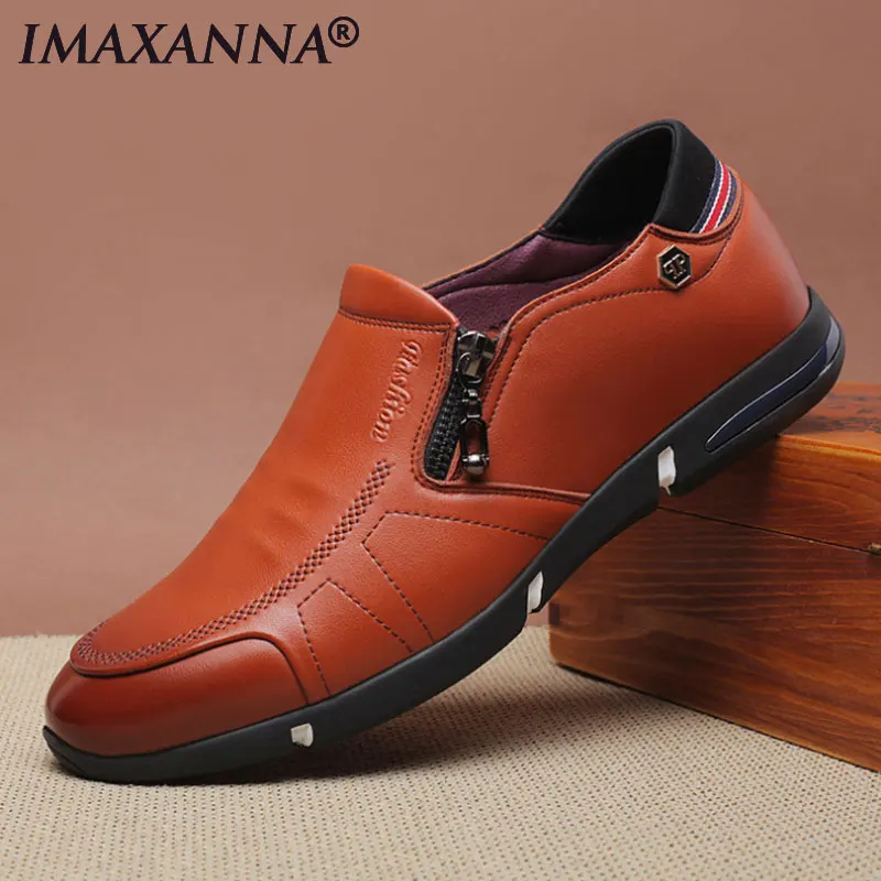 IMAXANNA Men Casual Shoes Leather High Quality Flats Walking Breathable Comfortable | Обувь