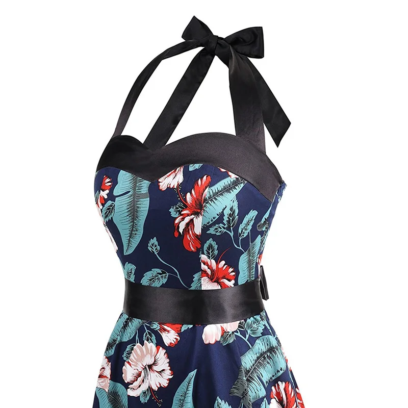 HziriP Summer Dress Women Clothes Elegant Halter Sexy Vintage Printing Sleeveless Slim Ladies Party Backless Dresses Robe Femme | Женская