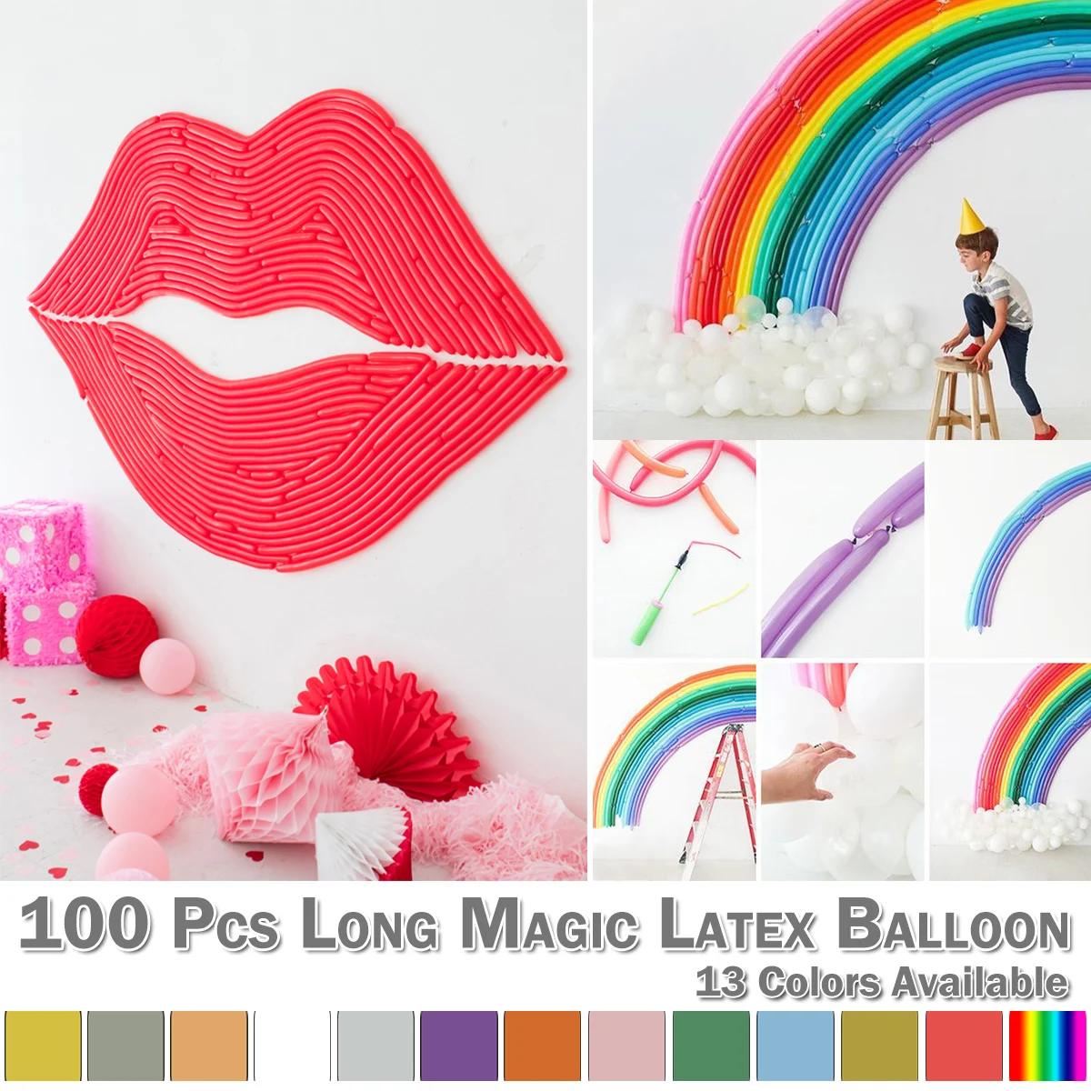 Юбилей 100 шт скручивающий латексный шар смешанные цвета Длинные Волшебные DIY