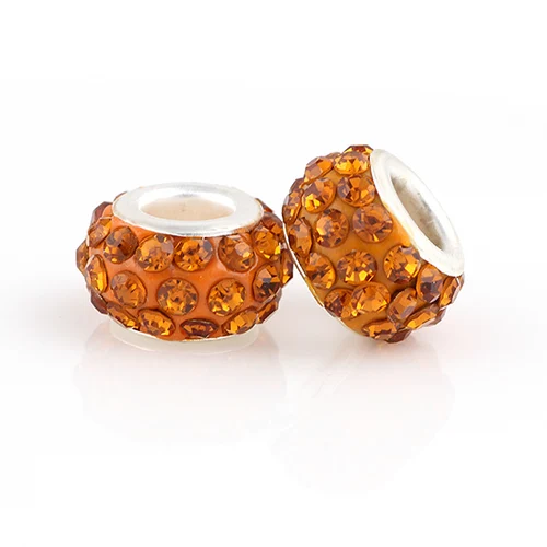 Серебряные стеклянные бусины круглые абрикосовые стразы металлические