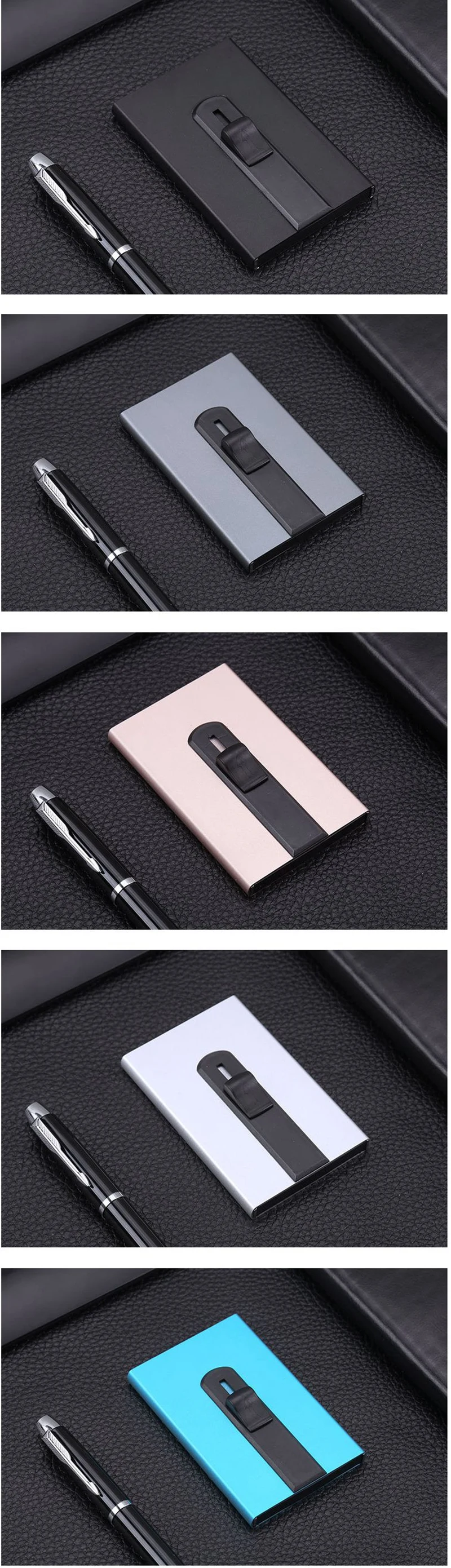 Винтажный Тонкий RFID блокирующий держатель для карт s Mini ID Кредитная карта защитный чехол алюминиевый автоматический скользящий бизнес-держатель для карт